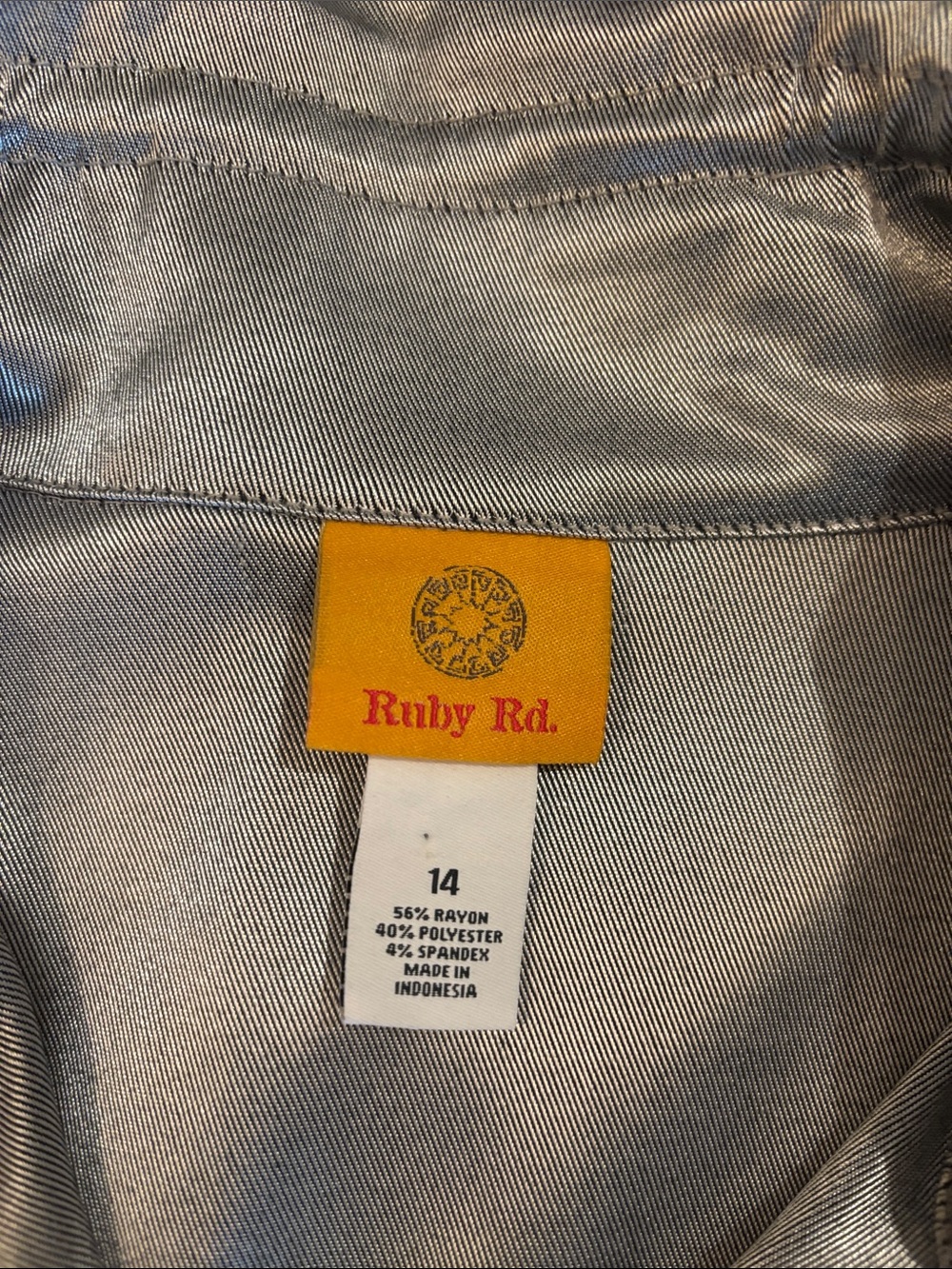Ruby Rd. Black Denim Drawstring Jacket with Silver Lining - Picture 2 of 7